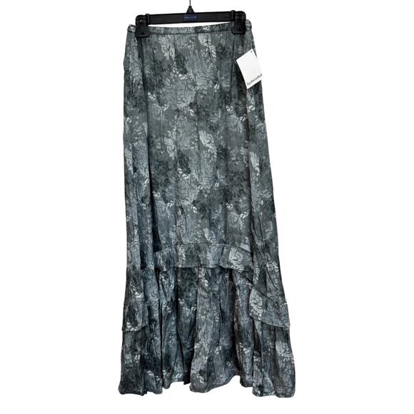 NWT Splendid Linsey Floral Maxi Skirt XS Evergreen Print, Ruffle, Whimsigoth - Picture 2 of 6